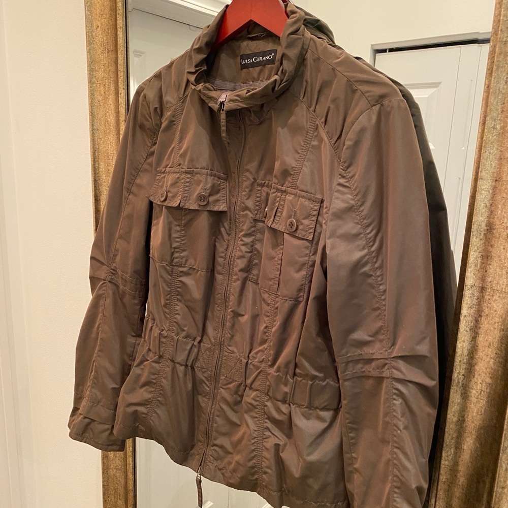 Luisa Cerano Womens Spring Jacket Light Green Olive Size 14 Trendy Made Romania